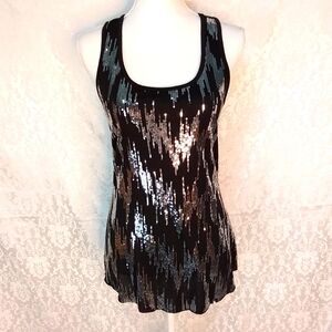 Planet Hollywood black with silver sequins racerback tank S